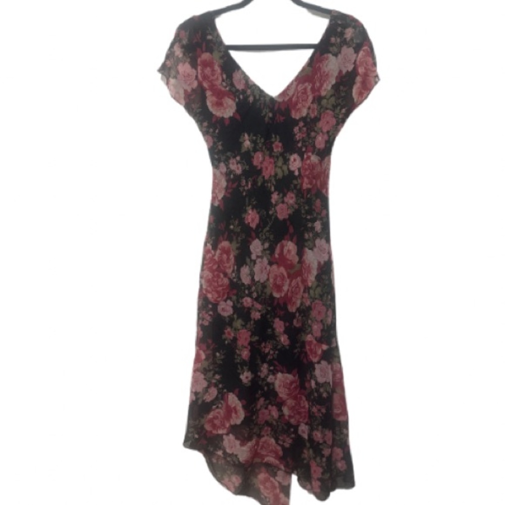 Vintage Dark Romance Floral Asymetric Dress Size 6